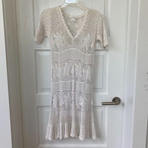 Club Monaco White Lace Knit Dress S/P